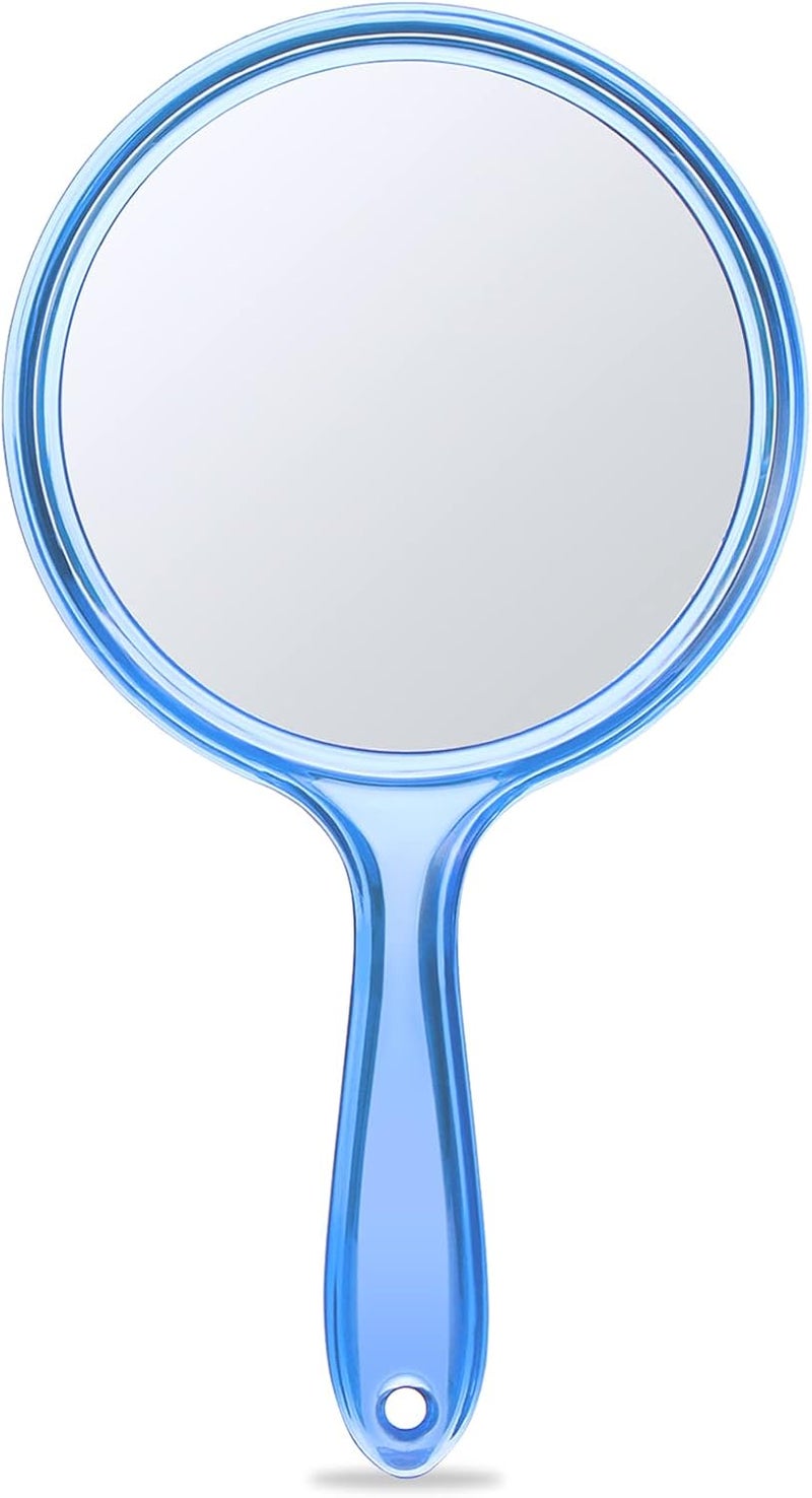 OMIRO Hand Mirror, Double-Sided Handheld Mirror 1X/3X Magnifying Mirror with Handle, Pack of 1 (Transparent Blue) - Image 1
