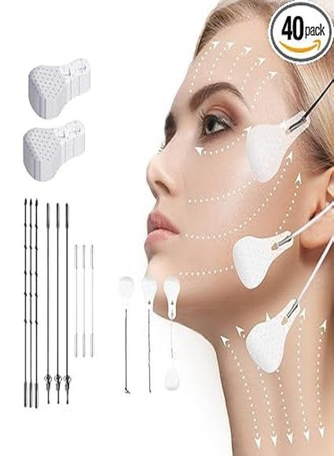 Waexlla Invisible Thin Face Sticker V-Shape Face Lift Tape | Facial Line Wrinkle Sagging Skin Lifting Tape for Double Chin Jowls (Transparent) (40 Pcs) - Image 2