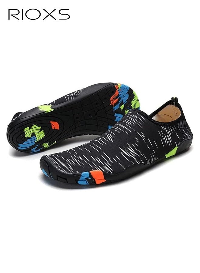 RIOXS Unisex Quick-Dry Water Shoes, Women's Non-Slip Water Sports Shoes, Lightweight and Flexible Ultra-Thin Soles, Soft Mesh Upper for Rapid Drainage, Low-Cut Water Socks, for Swimming, Diving, Surfing, Yoga, Beach Activities, Outdoor Rivers, Kayaking, Swimming Pools, Fishing, Wading, and Hiking, Black - Image 2