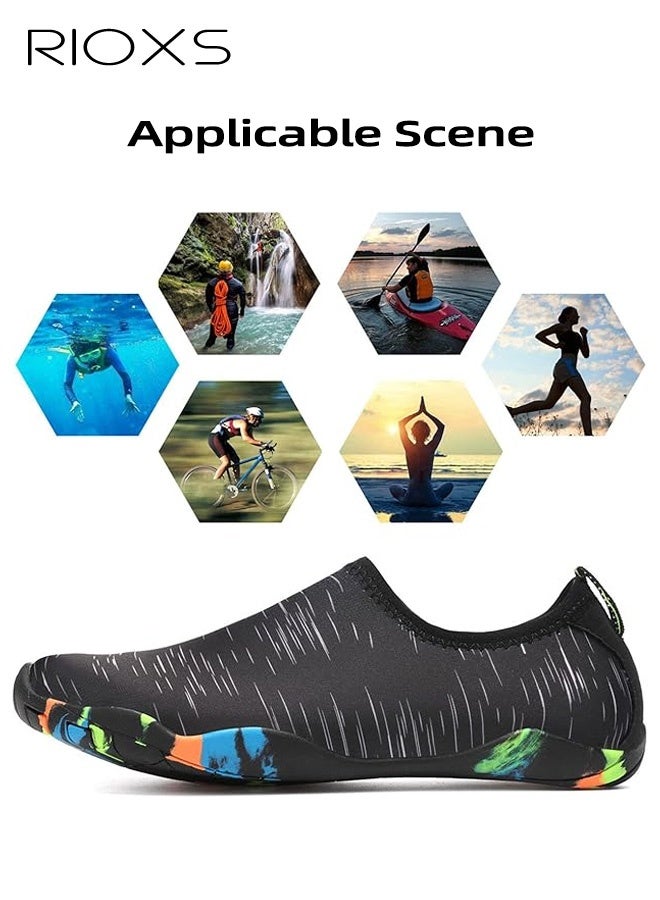 RIOXS Unisex Quick-Dry Water Shoes, Women's Non-Slip Water Sports Shoes, Lightweight and Flexible Ultra-Thin Soles, Soft Mesh Upper for Rapid Drainage, Low-Cut Water Socks, for Swimming, Diving, Surfing, Yoga, Beach Activities, Outdoor Rivers, Kayaking, Swimming Pools, Fishing, Wading, and Hiking, Black - Image 4