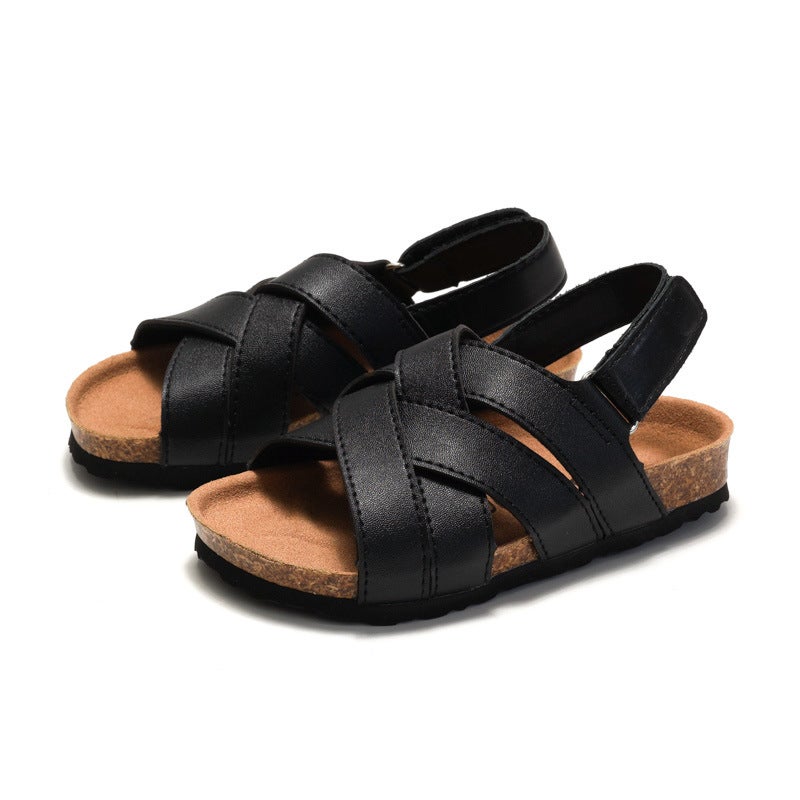 Ruizu Spring and Summer Children's Cork Sandals Student Boys' One-word Shoes Baby Girls' Flip Flops Trendy Beach Korean Style - Image 2