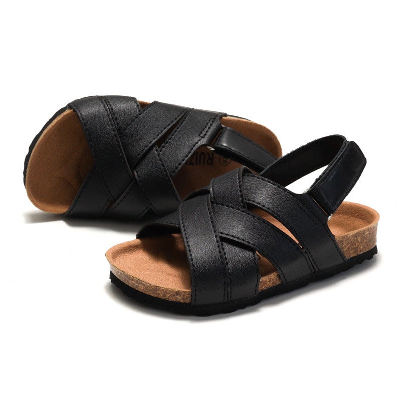 Ruizu Spring and Summer Children's Cork Sandals Student Boys' One-word Shoes Baby Girls' Flip Flops Trendy Beach Korean Style - Image 4