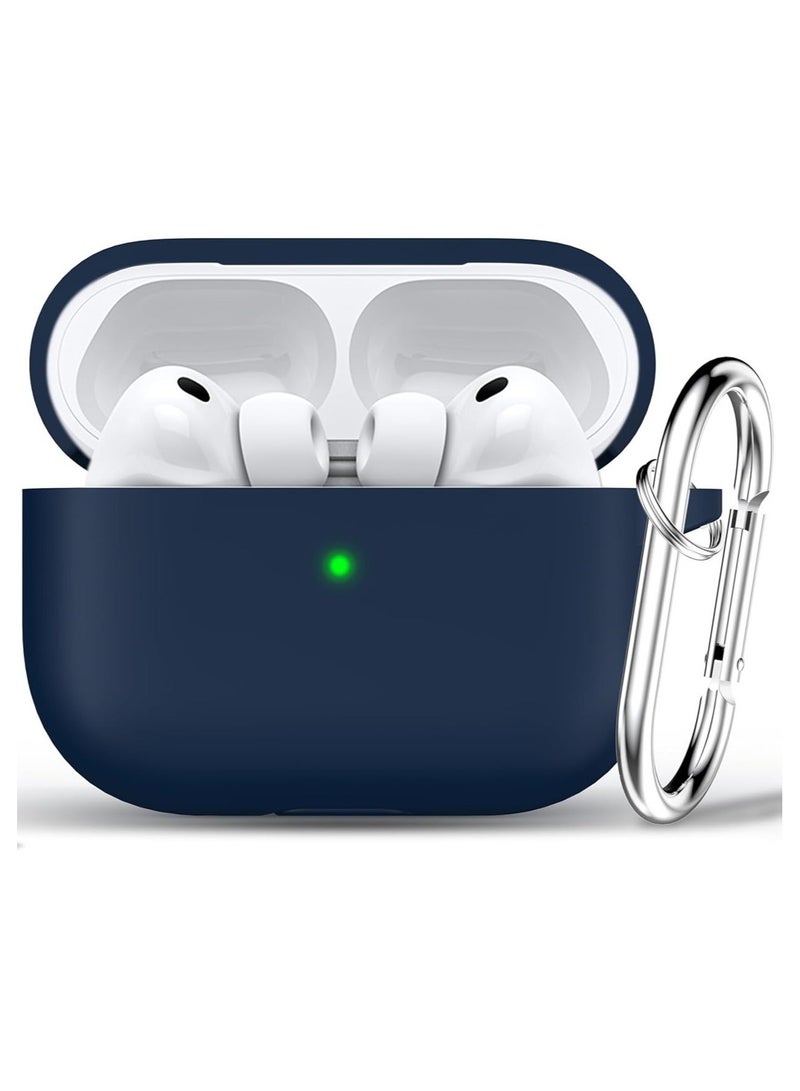 Denx Silicone Protective Case Cover for AirPods Pro 3 , Keychain for Women Men,Suitable for 3nd Generation Case（Dark Blue） - Image 1