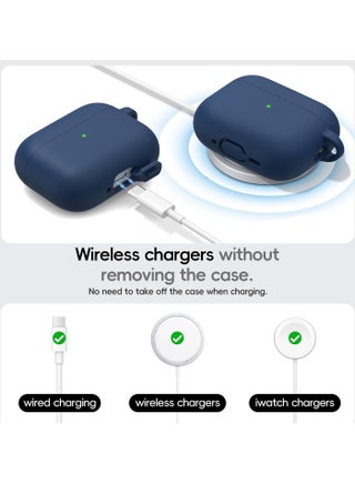 Silicone Protective Case Cover for AirPods Pro 3 , Keychain for Women Men,Suitable for 3nd Generation Case（Dark Blue） - view 2