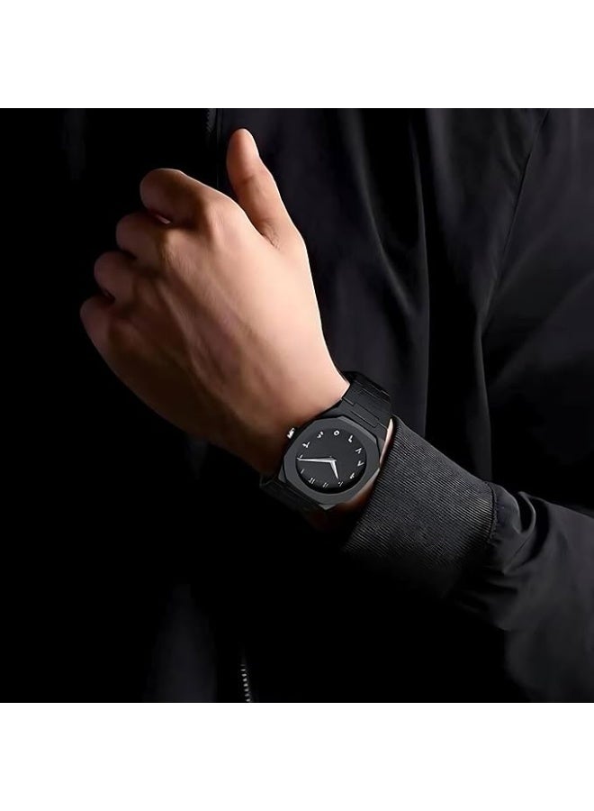 Ocarbone Men's Watch - Dark Black - Arabic Numerals - Water Resistant - Image 4