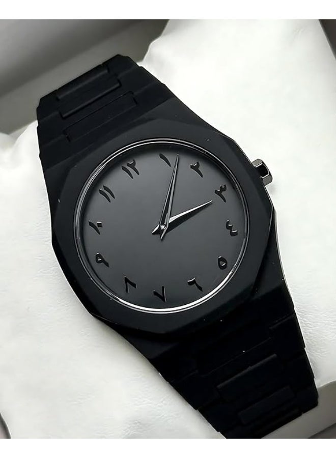 Ocarbone Men's Watch - Dark Black - Arabic Numerals - Water Resistant - Image 2