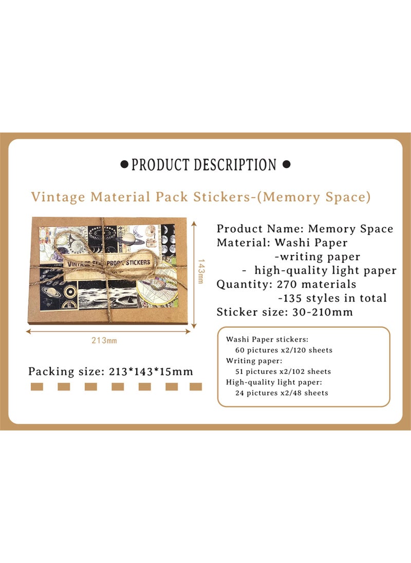 Y&D - 270 Pcs Vintage Material Pack Stickers-(Memory Space) For Hand Ledger Diy Stickers - Image 1