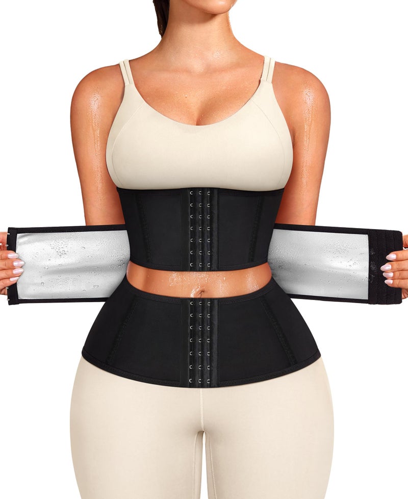 Junlan Waist Trainer for Women Shapewear - Tummy Control Waist Cincher Segmented Body Shaper (Black, Large) - Image 1