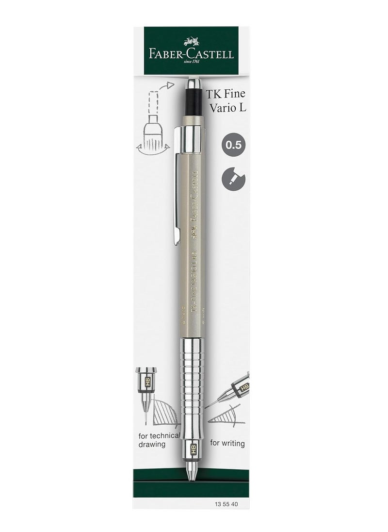 FABER-CASTELL - Faber-Castell Mechanical Pencil TK-Fine Vario L 0.5mm Champagne Gold, Soft: anti-lead cushion mechanism for general writing hard: lead fixing mechanism for drawing and design - Image 1
