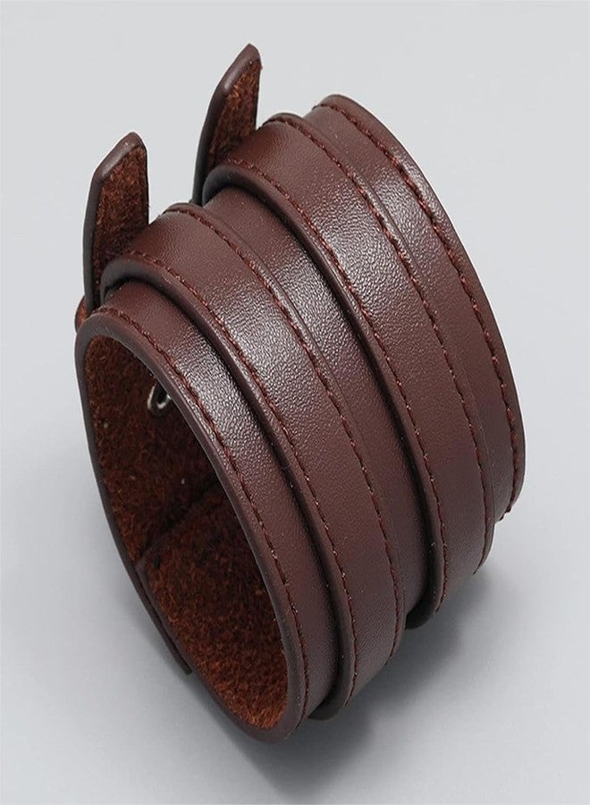 THE MEN THING DUSKFANG STRAP BROWN - Genuine Braided Leather Bracelet Set for Men & Boys (8 inch) - Image 3