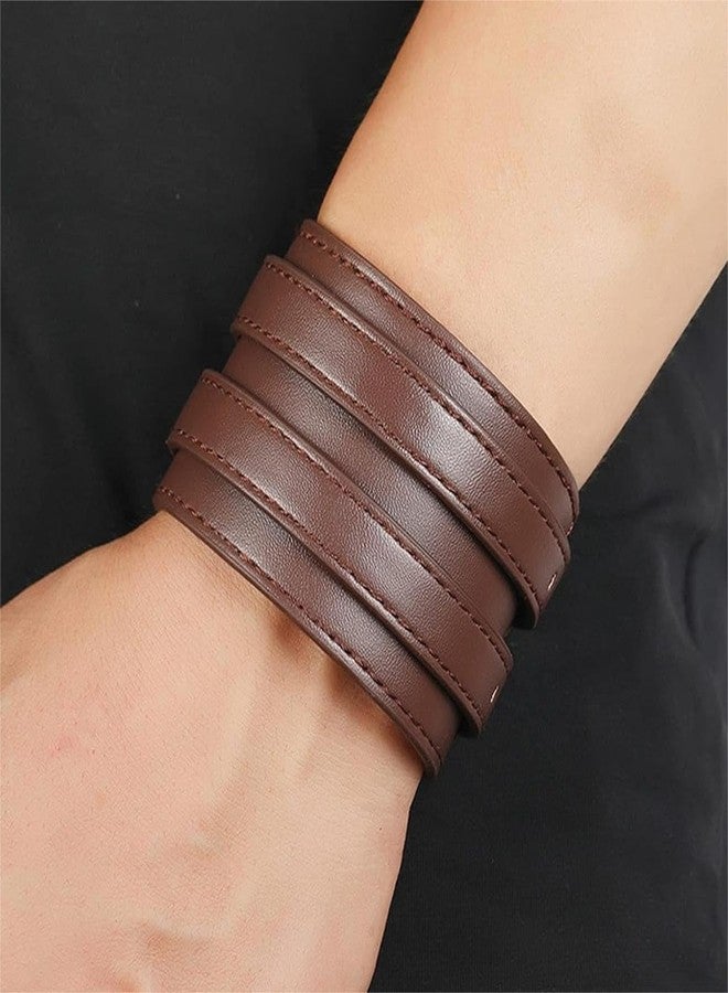 THE MEN THING DUSKFANG STRAP BROWN - Genuine Braided Leather Bracelet Set for Men & Boys (8 inch) - Image 2