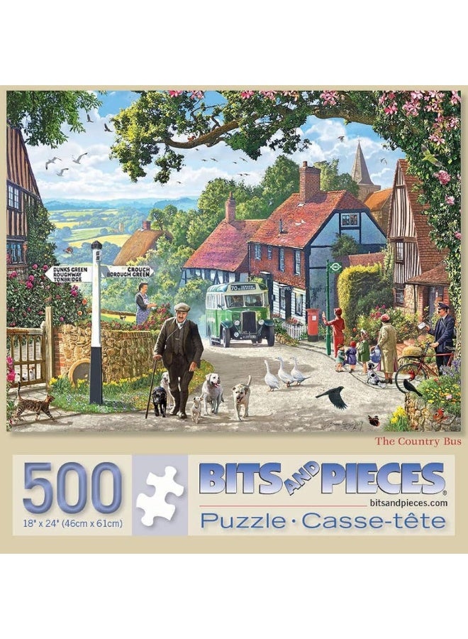 Bits and Pieces  500 Piece Jigsaw Puzzle for Adults 18 X 24  The Country Bus  500 pc Small Town in The English Countryside Jigsaw by Artist Steve Crisp - Image 2