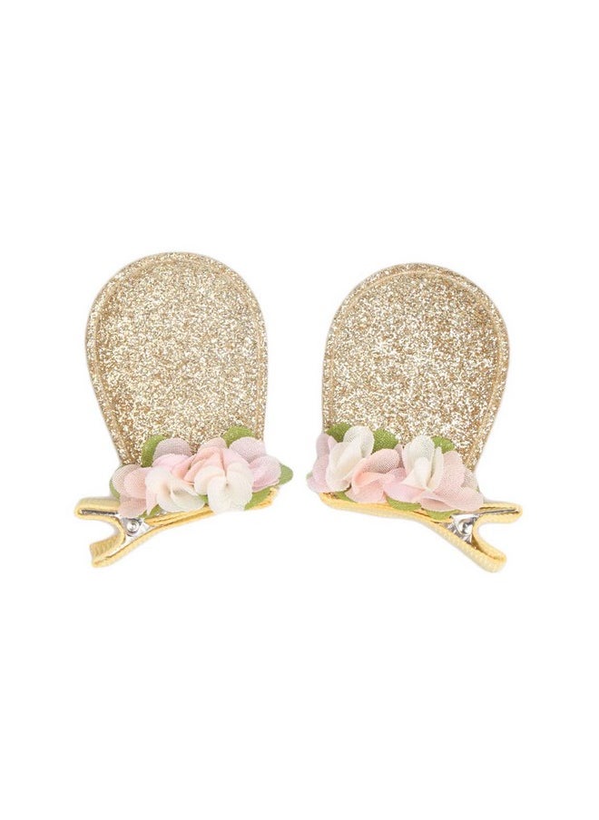 JustMyDress JustMyDress Easter Bunny Hair Clips Hairpins with Glitter Rabbit Ears Baby Girls Hair-Clip JHE14 (Golden Ear),One Size 