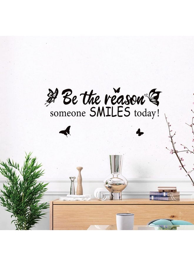 PLIGREAT - PLIGREAT Be The Reason Someone Smiles Today Quotes Wall Sticker, Removable Vinyl Peel and Stick Wall Decals for Nursery Playroom Living Room Bedroom Doors Wall Decoration Hallway Foyer Wall Art Decor - Image 1