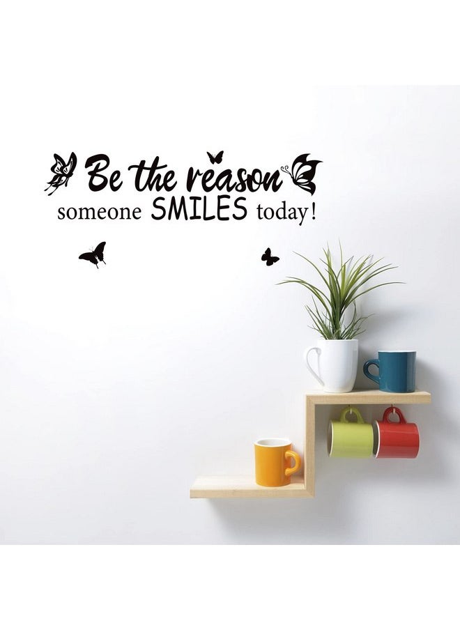 PLIGREAT - PLIGREAT Be The Reason Someone Smiles Today Quotes Wall Sticker, Removable Vinyl Peel and Stick Wall Decals for Nursery Playroom Living Room Bedroom Doors Wall Decoration Hallway Foyer Wall Art Decor - Image 1