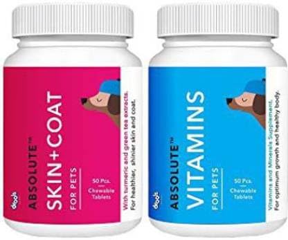 Drools Drools Vitamin 50 pcs + Skin Coat 50 Tablet Combo Supplement Milk 0.4 kg (2x0.2 kg) Dry Adult, New Born, Senior, Young Dog Food - Image 1
