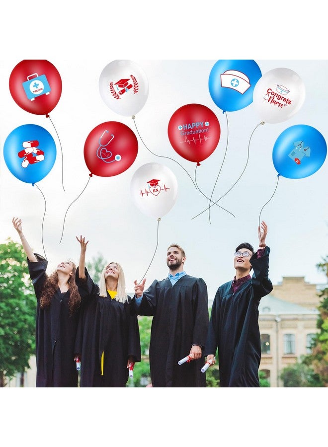 Sumind 45 Pieces Nurse Balloons 12 Inch Nursing Graduation Celebration Balloons Decorations for Nurse Doctor College High School Graduation Party Supplies(Red, White, Blue) - Image 4