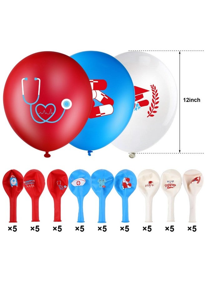 Sumind 45 Pieces Nurse Balloons 12 Inch Nursing Graduation Celebration Balloons Decorations for Nurse Doctor College High School Graduation Party Supplies(Red, White, Blue) - Image 2