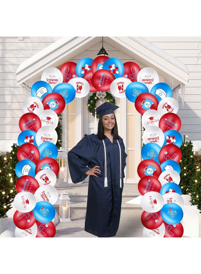 Sumind 45 Pieces Nurse Balloons 12 Inch Nursing Graduation Celebration Balloons Decorations for Nurse Doctor College High School Graduation Party Supplies(Red, White, Blue) - Image 5