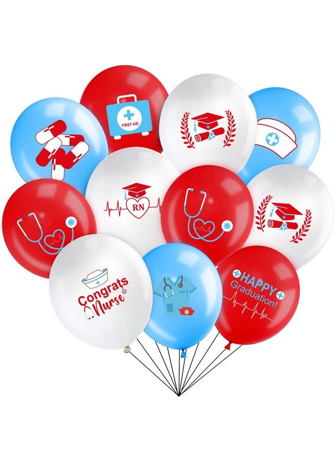 Sumind 45 Pieces Nurse Balloons 12 Inch Nursing Graduation Celebration Balloons Decorations for Nurse Doctor College High School Graduation Party Supplies(Red, White, Blue) - Image 1