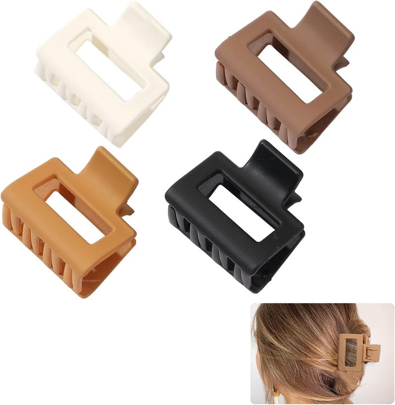 Small Claw Clips 4Pcs 16 Matte Small Hair Claw Clips for Women and Girls Nonslip Square Hair Claws for FineMediumThick Hair Stylish Durable Hair Accessories Assorted Warmer Colors