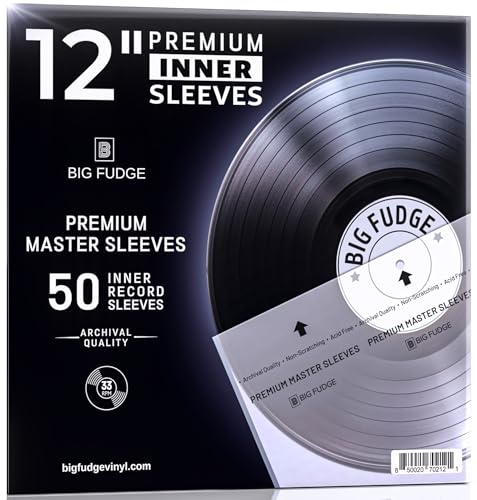 Big Fudge 12" Vinyl Record Sleeves - Inner Sleeves 50 Pack - Anti Static Rice Paper Acid Free Vinyl Covers - Accessories Protect LP Albums from Dust, Dirt & Scratches - Image 1