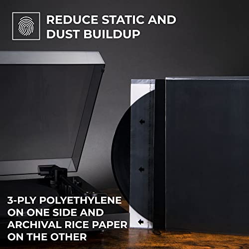 Big Fudge 12" Vinyl Record Sleeves - Inner Sleeves 50 Pack - Anti Static Rice Paper Acid Free Vinyl Covers - Accessories Protect LP Albums from Dust, Dirt & Scratches - Image 4