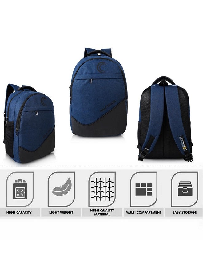 Half Moon Half Moon 30L Water Resistant 15.6 Inch Laptop Backpack For Men's|School Bag For Boys Girls|Office Bag Pack For Men's/Office Back Packed For Women's With Padded Laptop Compartment (Navy Blue), Medium  - Image 3