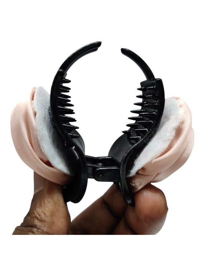 fabula Jewellery Peach Satin Rose Floral Hair Claw Hair Clip For Women & Girls Stylish Latest (HSSK77_Z2)- For Women & Girls Stylish Latest - Image 4