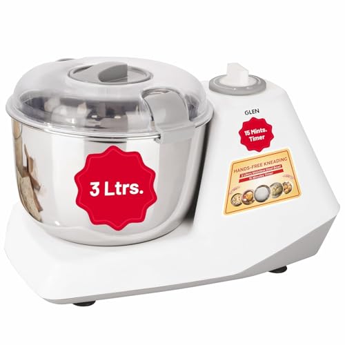 Glen Automatic Electric Atta Maker Machine, 3 Litre, 650W, Dough Kneader, Dough Mixer with Large Stainless Steel Bowl with Lid, Hands-free kneading - White (SA3032DM) - Image 1