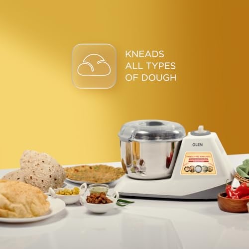 Glen Automatic Electric Atta Maker Machine, 3 Litre, 650W, Dough Kneader, Dough Mixer with Large Stainless Steel Bowl with Lid, Hands-free kneading - White (SA3032DM) - Image 3