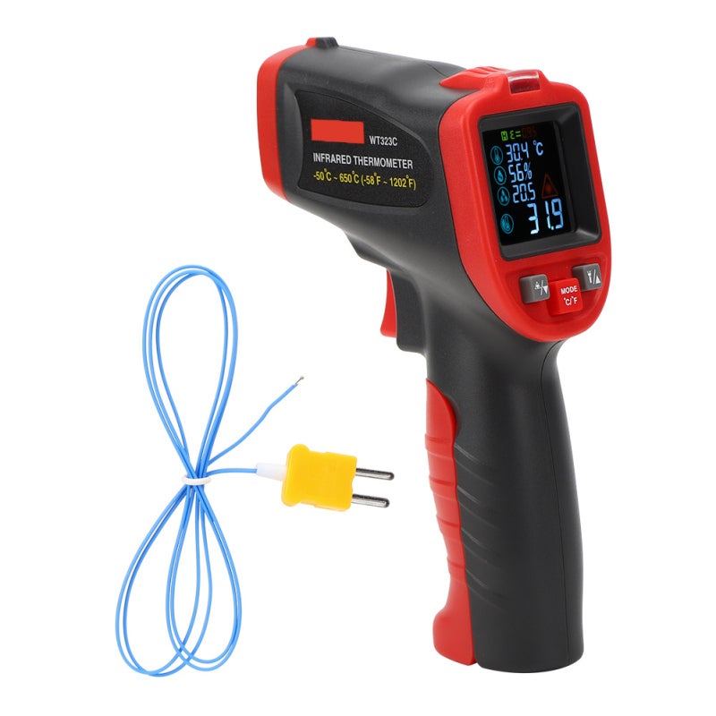 Wintact Infrared Thermometer Adjustable Emissivity Colorful LCD Screen - 0.5s Response Time 12:1 Distance to Spot Ratio for Accurate Temperature Readings - Image 1
