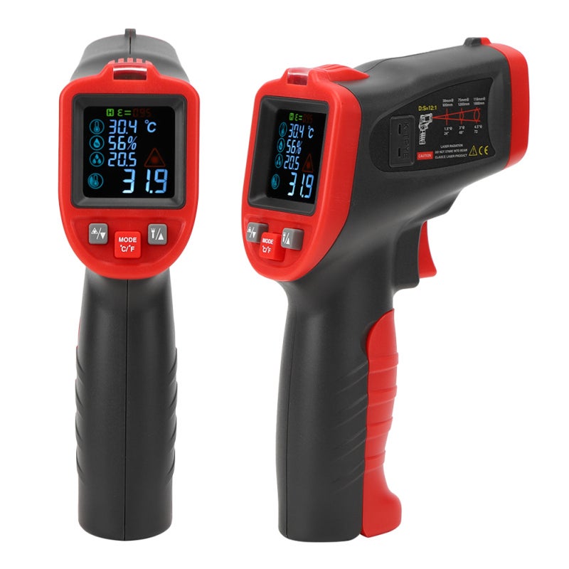 Wintact Infrared Thermometer Adjustable Emissivity Colorful LCD Screen - 0.5s Response Time 12:1 Distance to Spot Ratio for Accurate Temperature Readings - Image 5