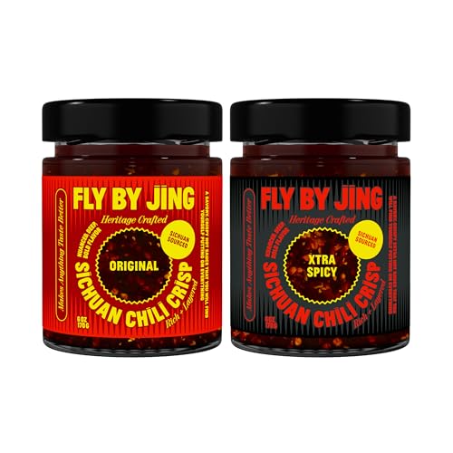 FLYBYJING Original + Xtra Spicy Sichuan Chili Crisp Duo: Premium Chili Sauces Good on Noodles, Proteins, Veggies & Everything - Spicy, Savory, Vegan, Sugar Free Hot Sauces, 6oz (Pack of 2) - Image 1