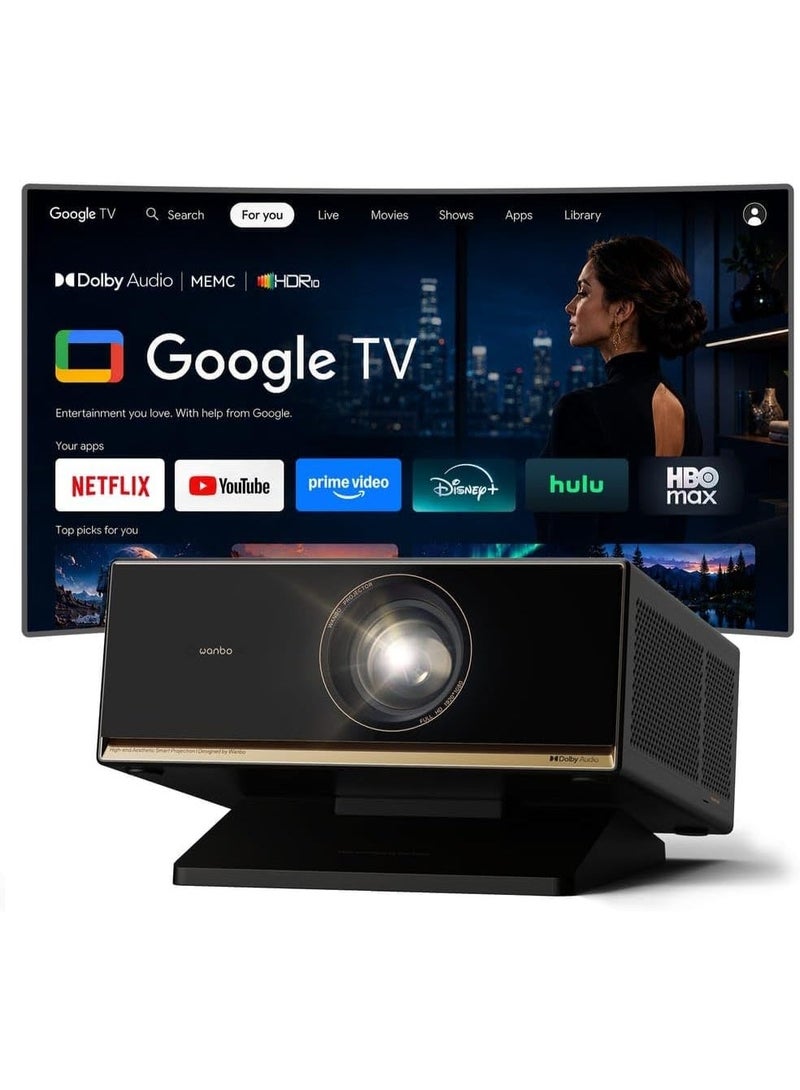wanbo X7 Pro Max Smart Projector, 1500 ANSI Native 1080P FHD Home Cinema, Google TV & Android 14, MEMC HDR10, 3500:1 Contrast, Dolby Audio 20W Stereo, 2GB RAM 32GB Storage, Wi-Fi 6? Bluetooth 5.0, HDMI 2.1, Up to 300" Display X7 PRO MAX X7 Pro Max - Image 1