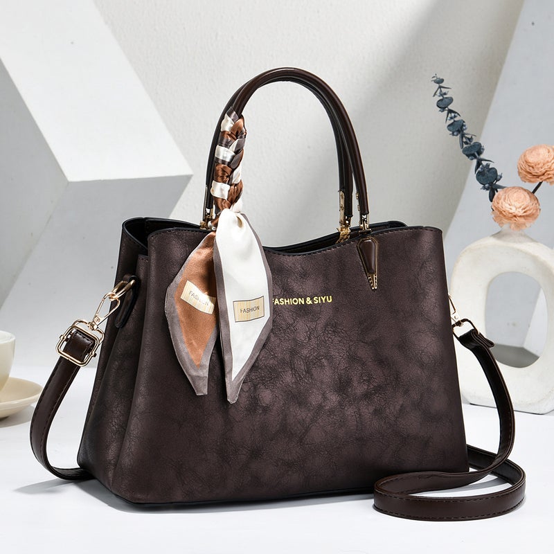 Women's PU Tote Bag with Zipper Closure and Multi-Pocket Interior - Image 2