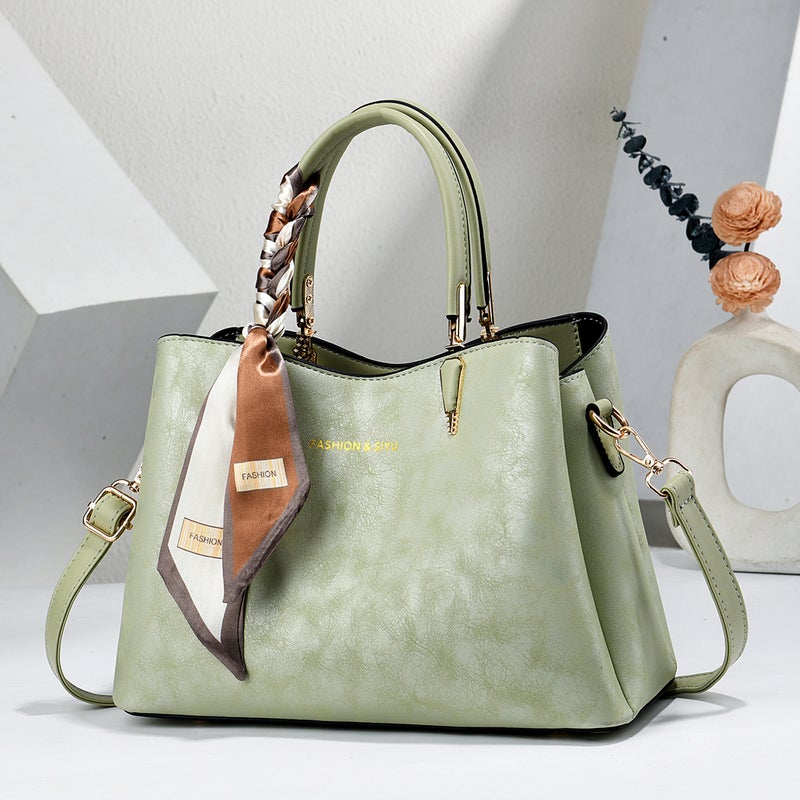Women's PU Tote Bag with Zipper Closure and Multi-Pocket Interior - Image 1