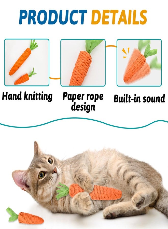 Andiker 2PCS Cat Chew Toys, 1 Small&1 Large Carrot Shapes Cat Rope Toys with Sounding Parcels Interactive Cat Toys for Indoor Cats and Kittens for Biting Chewing Keeping Teeth Clean - Image 3