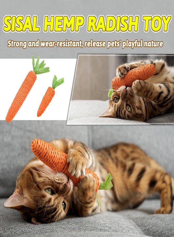 Andiker 2PCS Cat Chew Toys, 1 Small&1 Large Carrot Shapes Cat Rope Toys with Sounding Parcels Interactive Cat Toys for Indoor Cats and Kittens for Biting Chewing Keeping Teeth Clean - Image 4