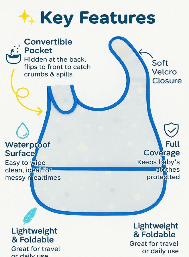 KIDS BASIC Long Silicone Feeding Bib For Baby |Waterproof Bib With Silicone Pocket Backside | Baby Apron (Pack of 1) - Image 3