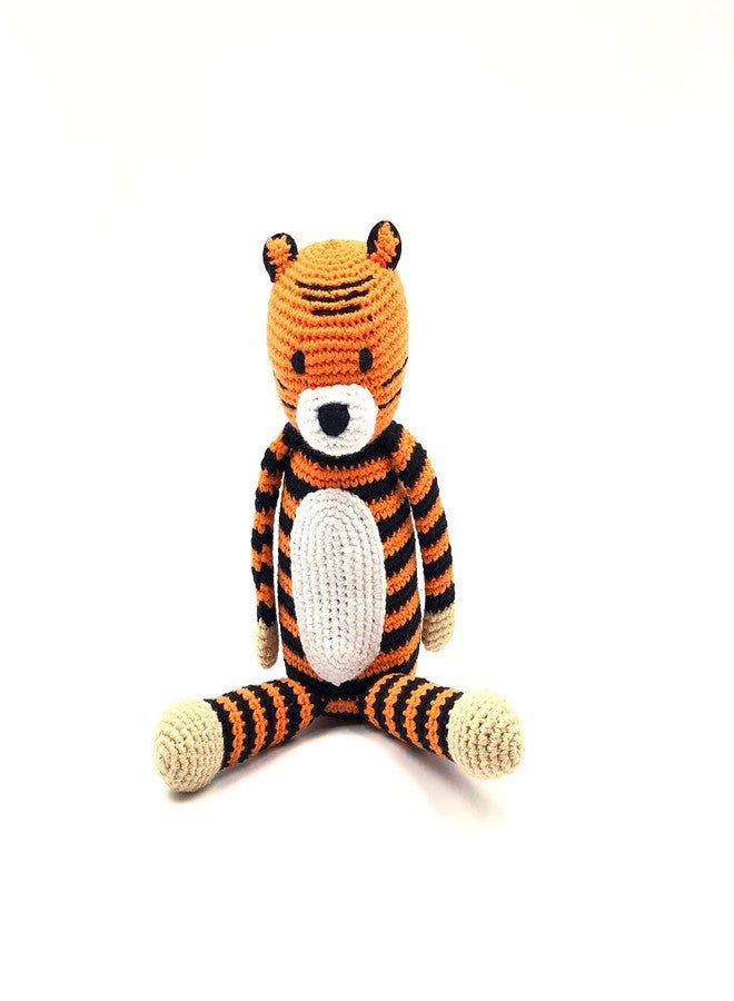 Pebble Fair Trade Handmade Crochet Cotton Tiger - Soft Orange - Image 1