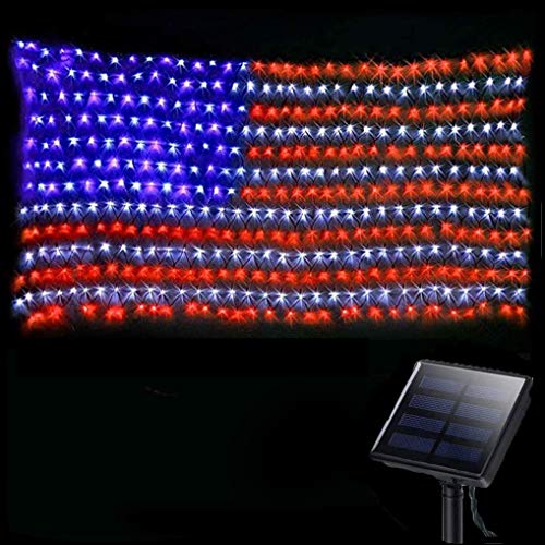 DBFAIRY Solar American Flag Lights Outdoor,420 LEDs American Flag Net Lights 6.5ft x 3.28ft Super Bright,Memorial Day Decorations of The United States for Independence/National/Memorial Day,July 4th - Image 1