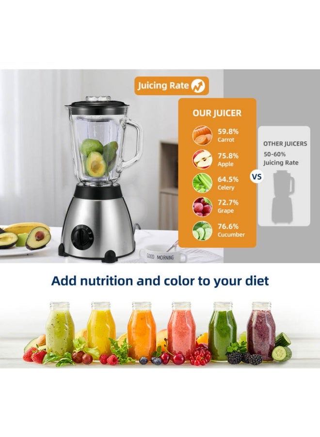 Tradeo 2-in-1 Electric Blender 1000W – High-Speed with 5 Stainless Steel Blades, 1.5L Large Capacity Jar, Smoothies, Juices, Shakes & Soups – Powerful & Easy-to-Clean Home Kitchen Appliance. - Image 4