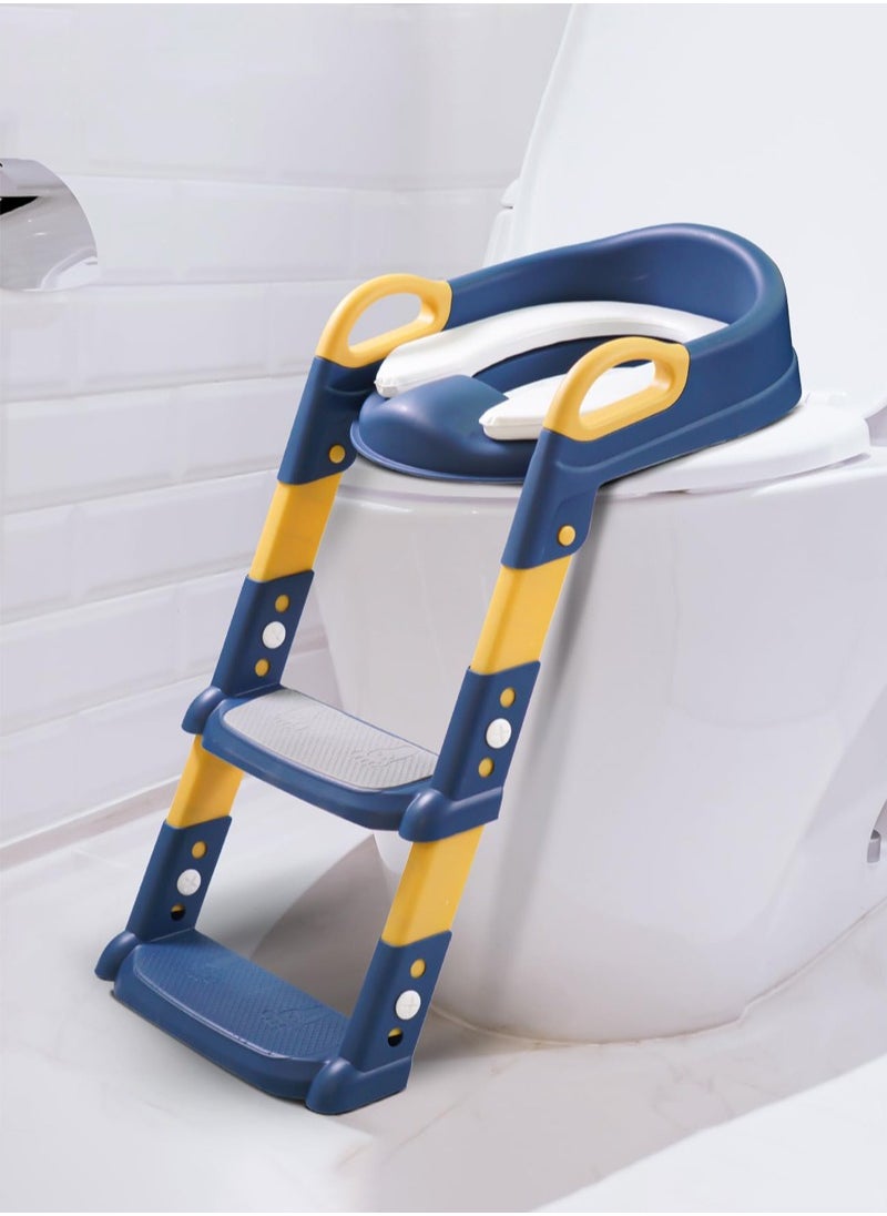 Arabest - Potty Training Seat, Foldable Baby Toilet  with Ladder, Comfortable Baby Toilet for Toddlers (Blue) - Image 1