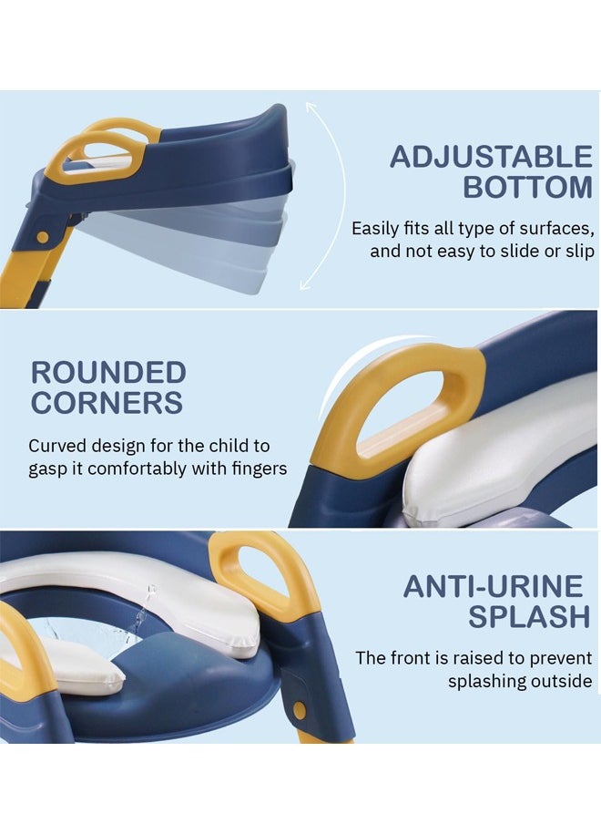 Arabest - Potty Training Seat, Foldable Baby Toilet  with Ladder, Comfortable Baby Toilet for Toddlers (Blue) - Image 1