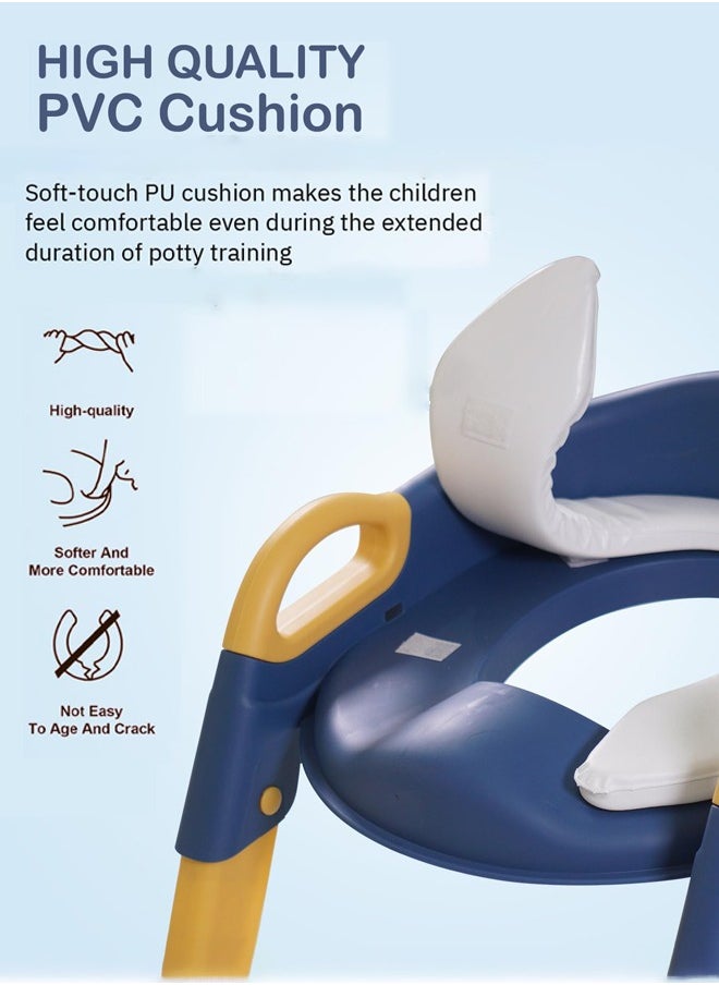 Arabest - Potty Training Seat, Foldable Baby Toilet  with Ladder, Comfortable Baby Toilet for Toddlers (Blue) - Image 1