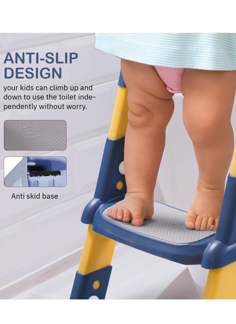 Arabest - Potty Training Seat, Foldable Baby Toilet  with Ladder, Comfortable Baby Toilet for Toddlers (Blue) - Image 1