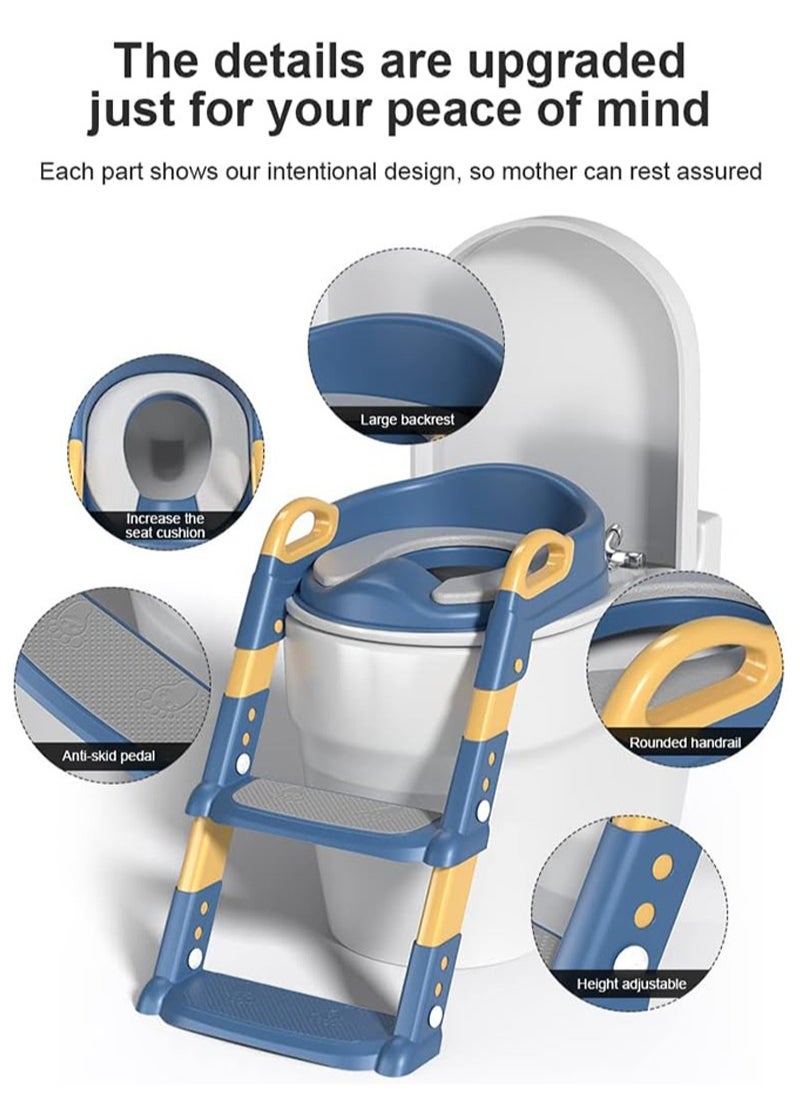 Arabest - Potty Training Seat, Foldable Baby Toilet  with Ladder, Comfortable Baby Toilet for Toddlers (Blue) - Image 1