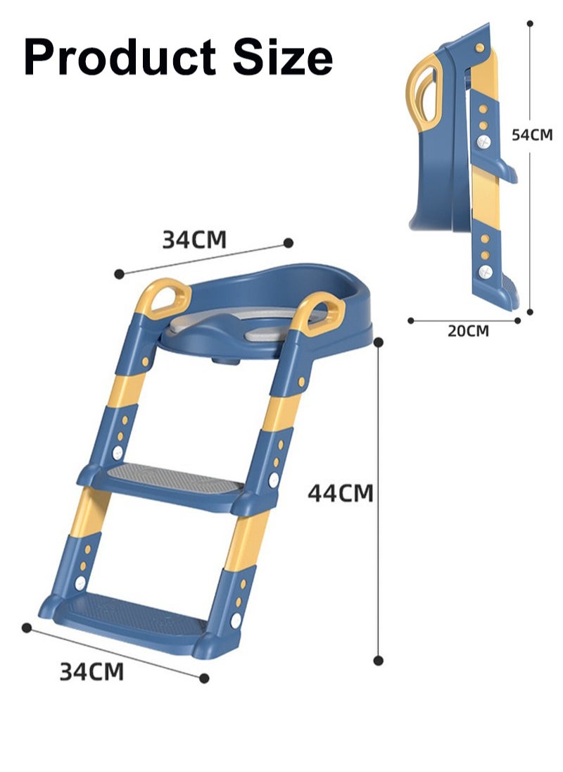 Arabest - Potty Training Seat, Foldable Baby Toilet  with Ladder, Comfortable Baby Toilet for Toddlers (Blue) - Image 1
