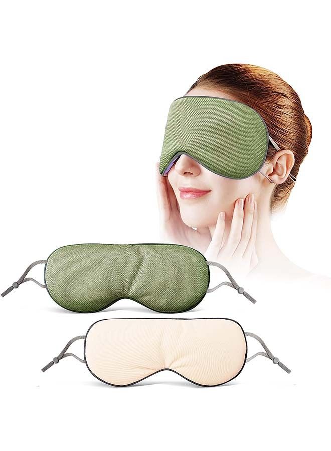 Generic Cool Double Sided Sleeping Mask, Super Soft Blindfold with Adjustable Strap, Comfort Sleep Eye Mask for Travel Meditation Nap (Yellow+Green)  - Image 1